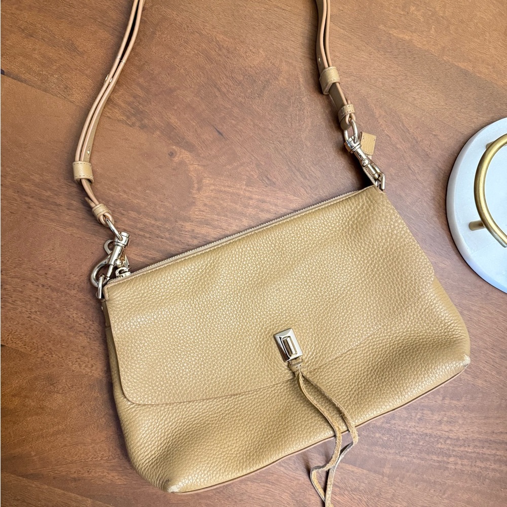 Elegant Tan Leather Shoulder Bag REBECCA MINKOFF